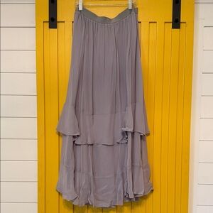 Anthropologie Women's Gray Tiered Maxi Skirt